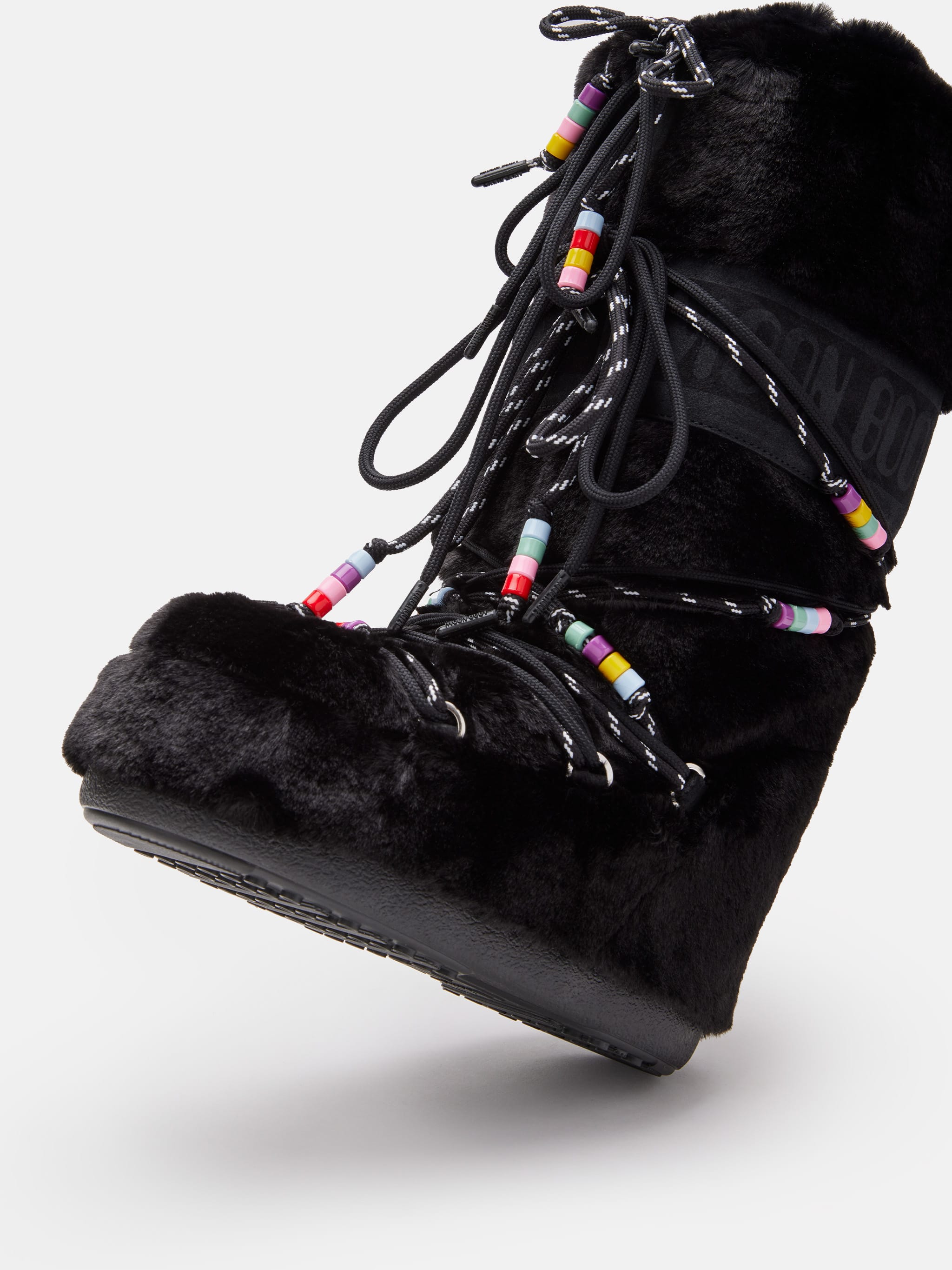 BOTTES ICON EN FAUSSE FOURRURE AVEC PERLES NOIR image number 3