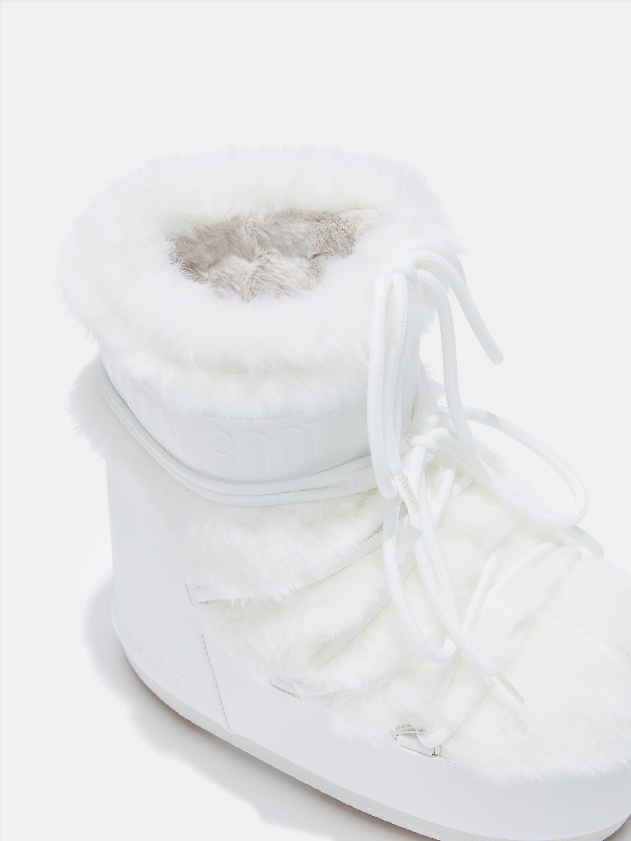 ICON LOW WHITE FAUX-FUR BOOTS image number 3