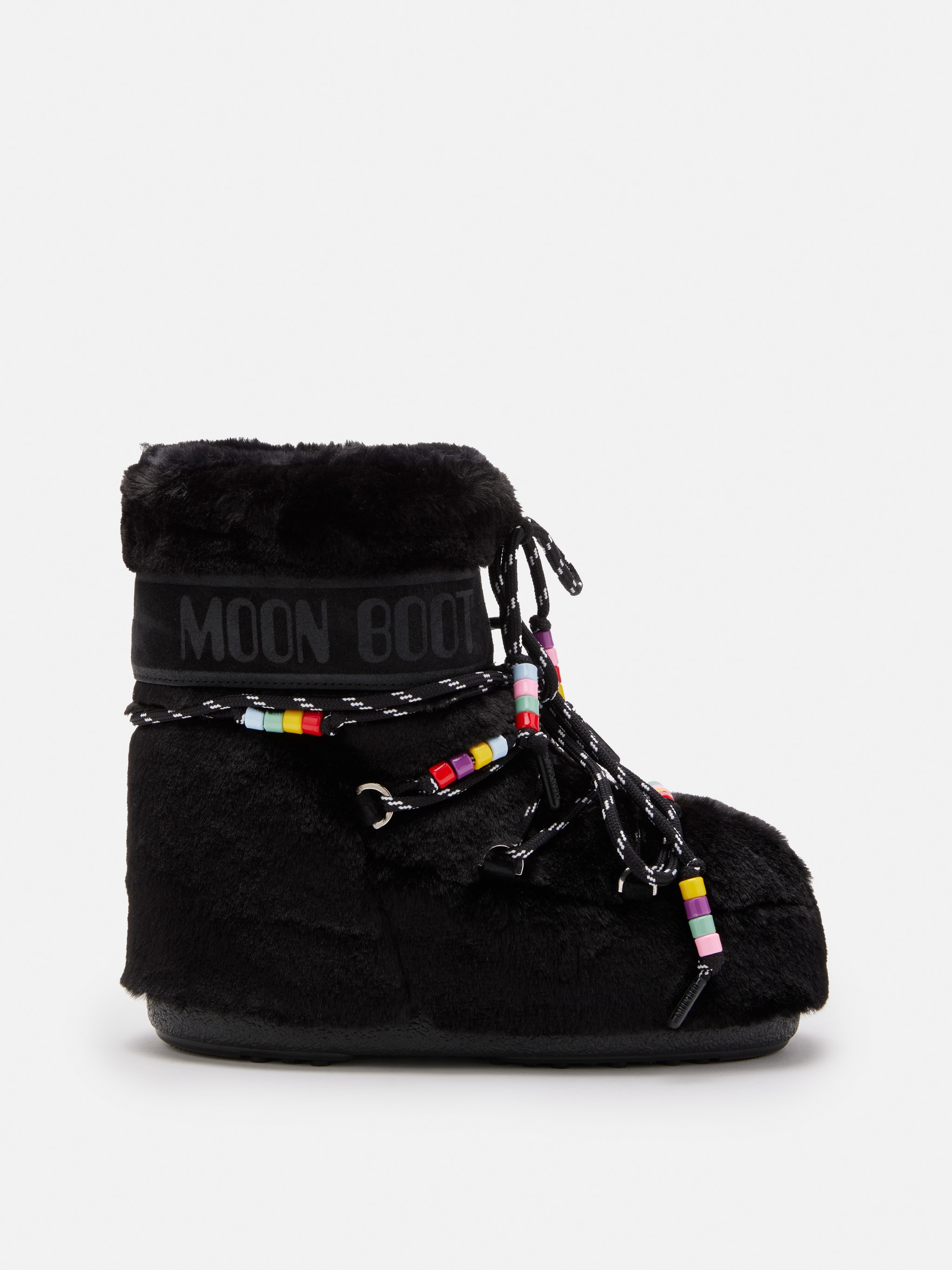 ICON LOW BLACK FAUX-FUR BEADS BOOTS