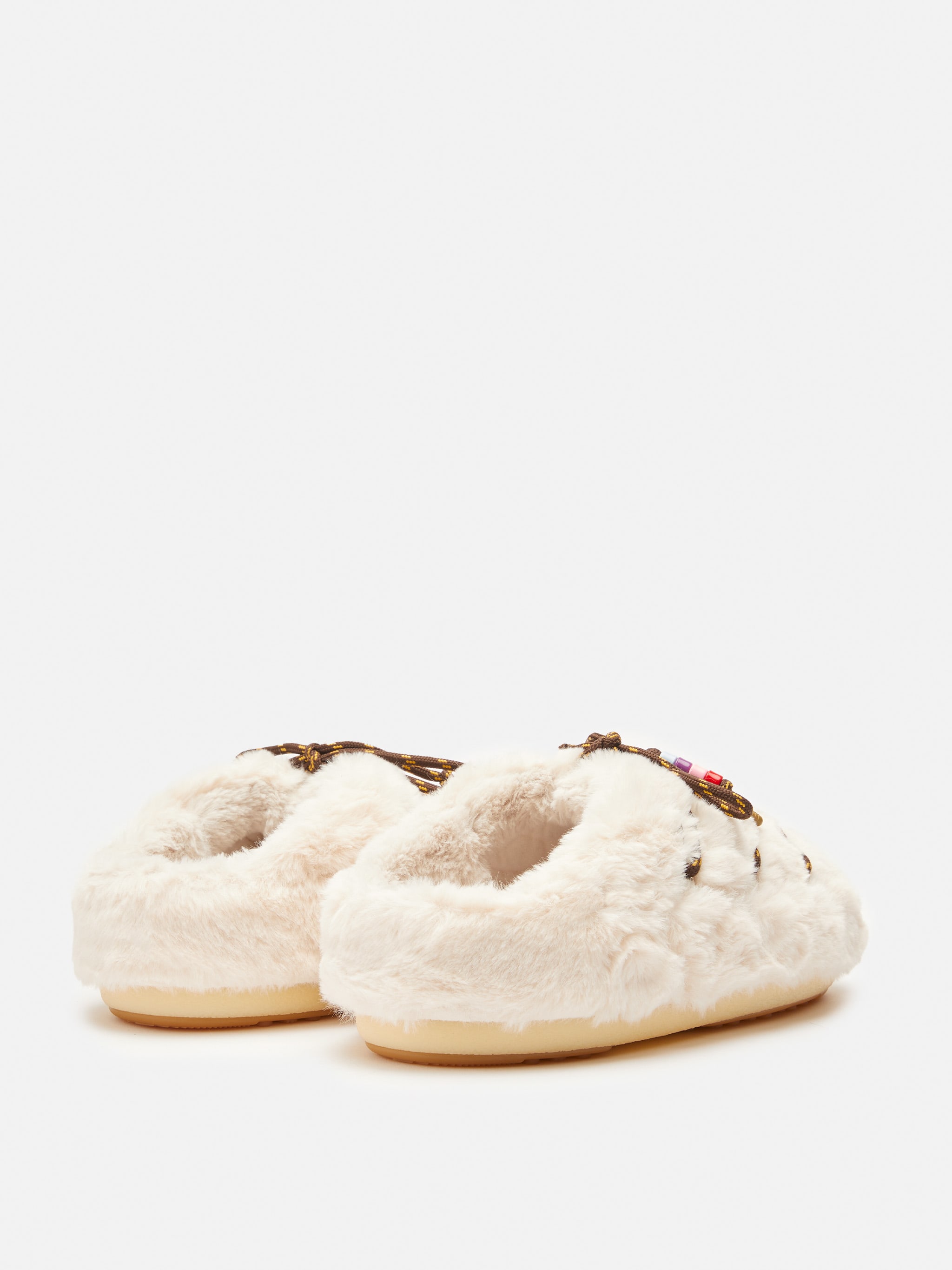 FAUX-FUR BEADS CREAM MULES