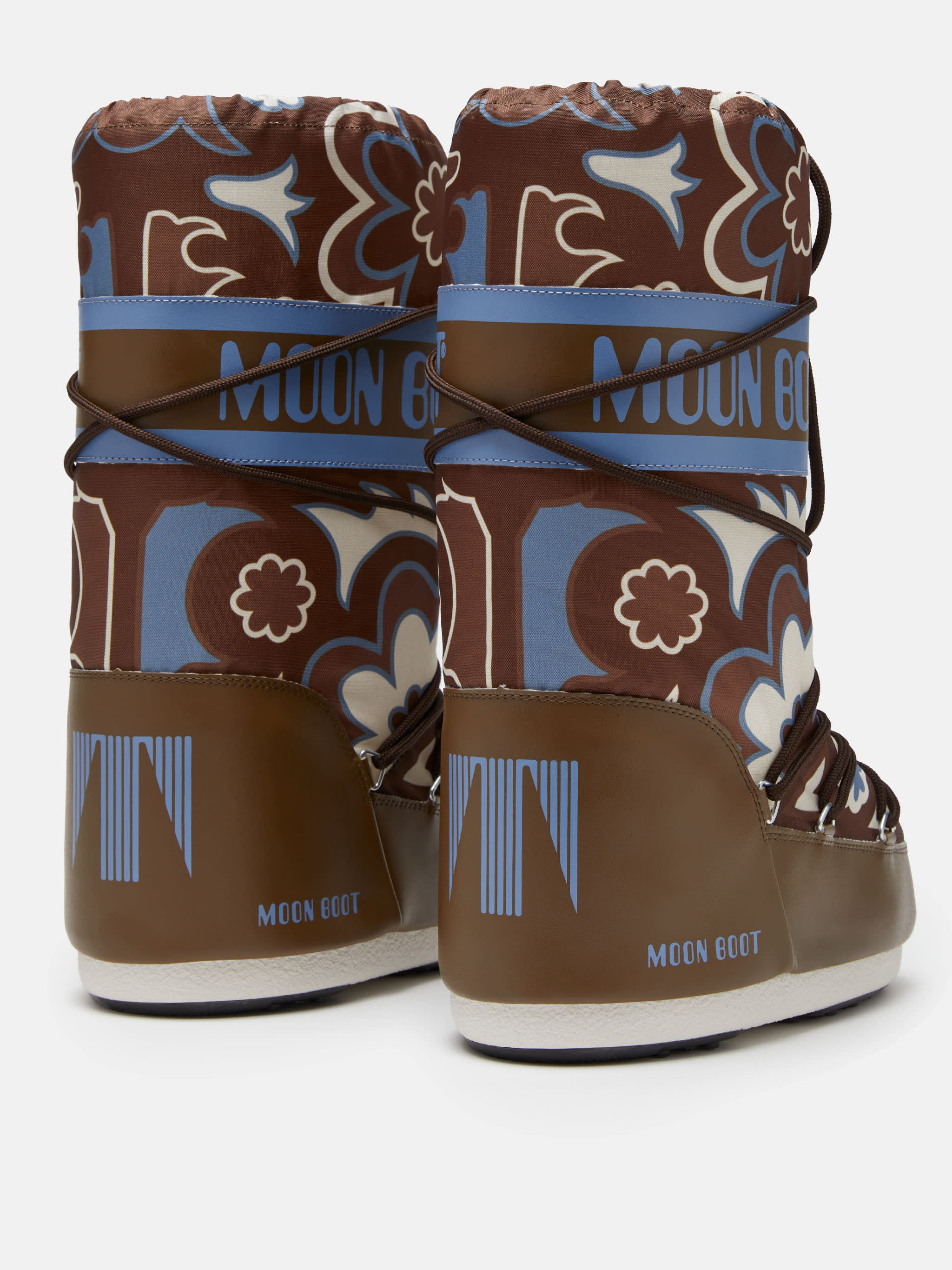 ICON FLOWER-PRINT BROWN BOOTS