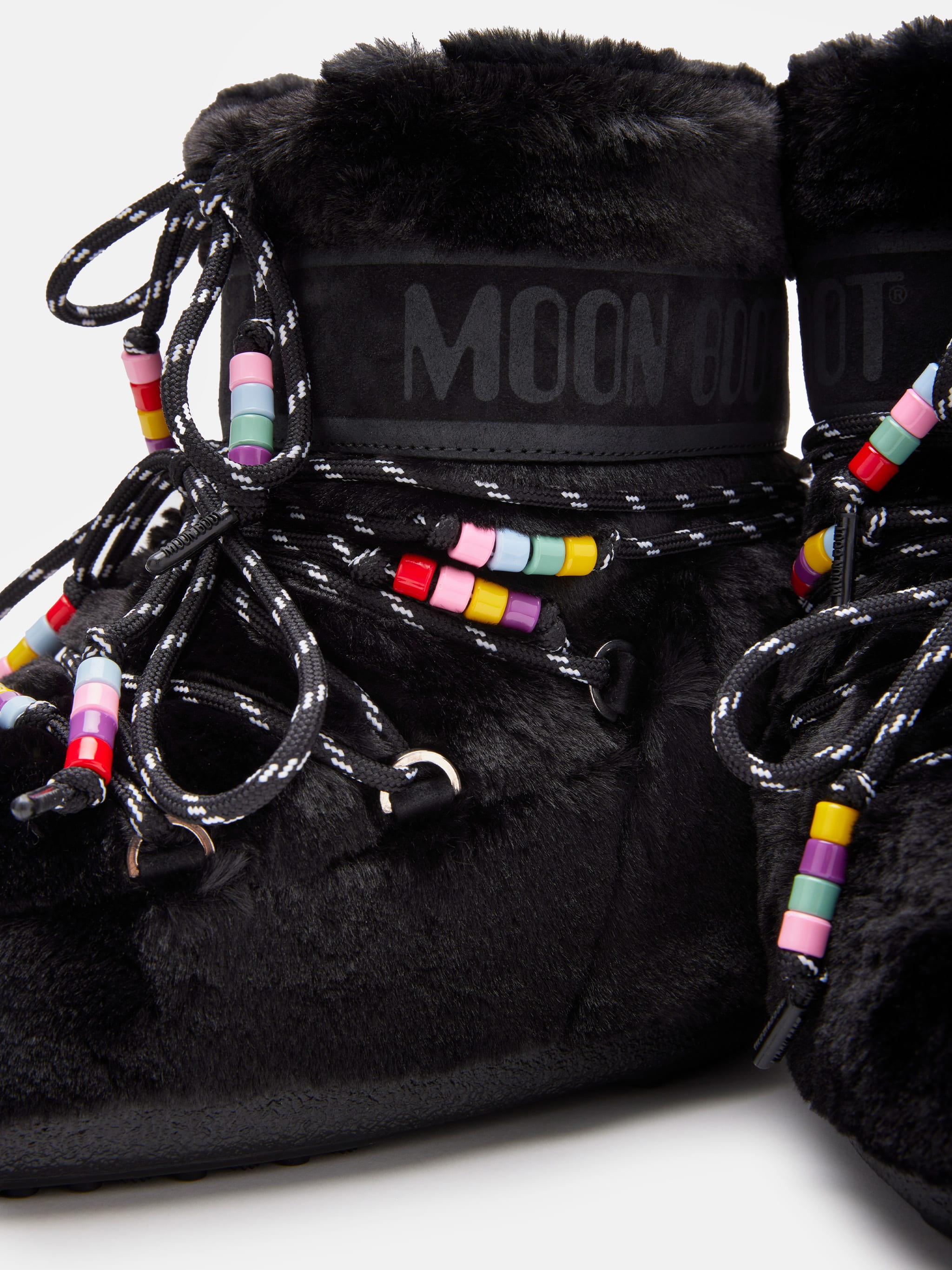 ICON LOW BLACK FAUX-FUR BEADS BOOTS image number 2