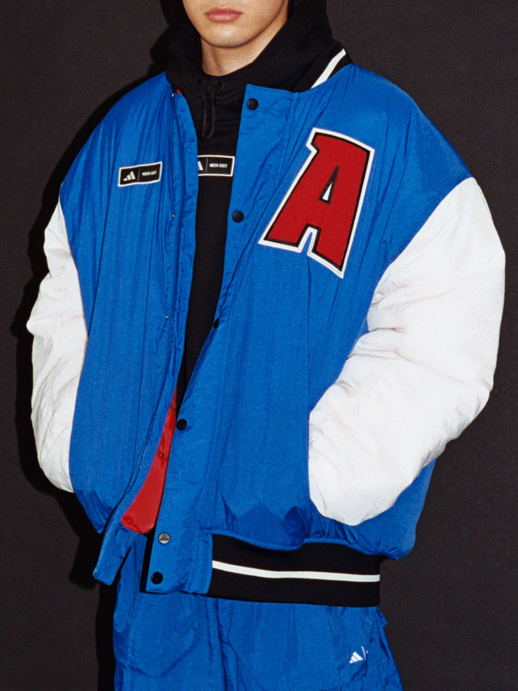 adidas x Moon Boot Blue Varsity Jacket image number 4