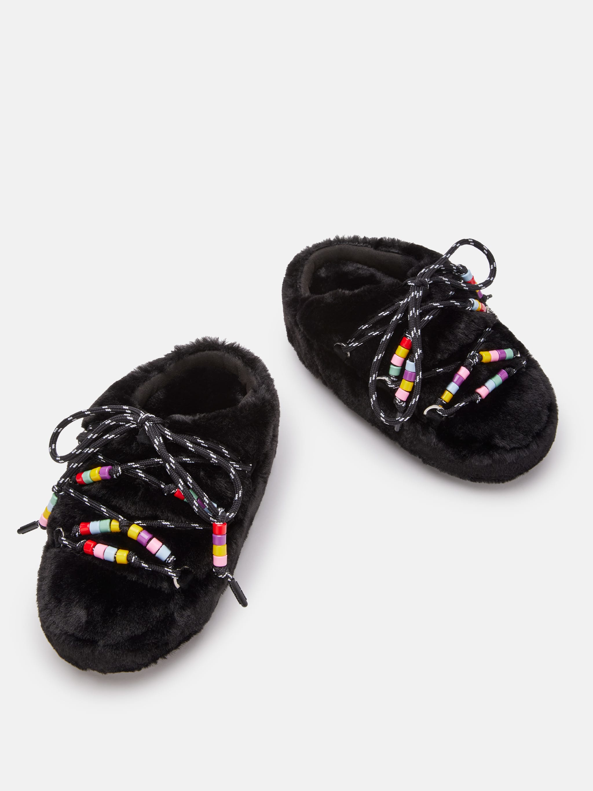 FAUX-FUR BEADS BLACK MULES image number 3