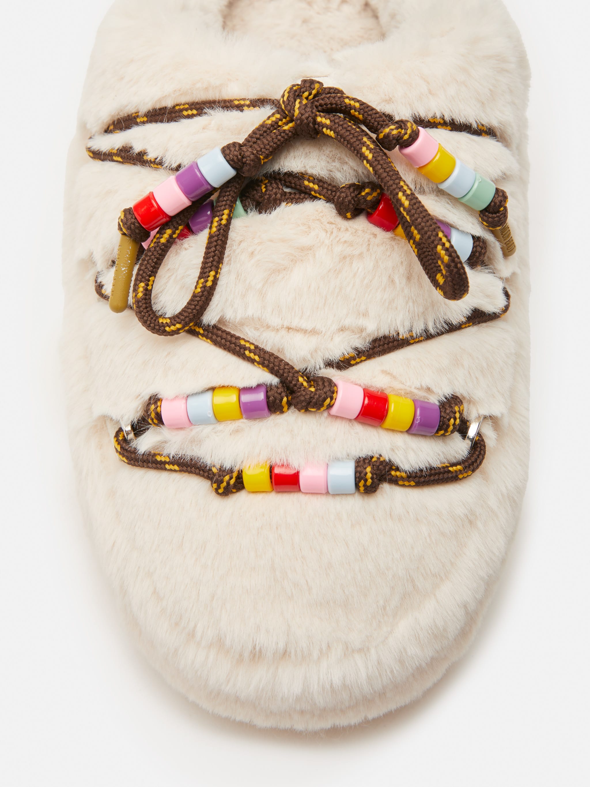 FAUX-FUR BEADS CREAM MULES image number 2