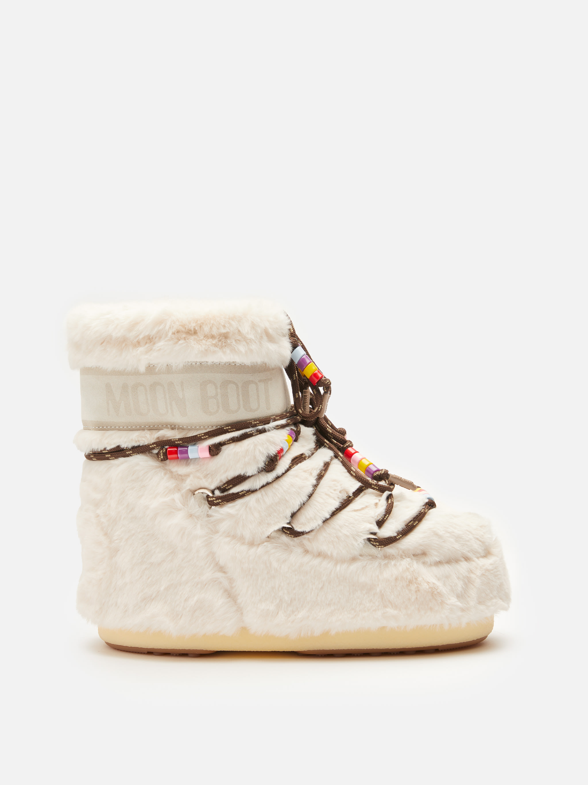 ICON LOW CREAM FAUX-FUR BEADS BOOTS