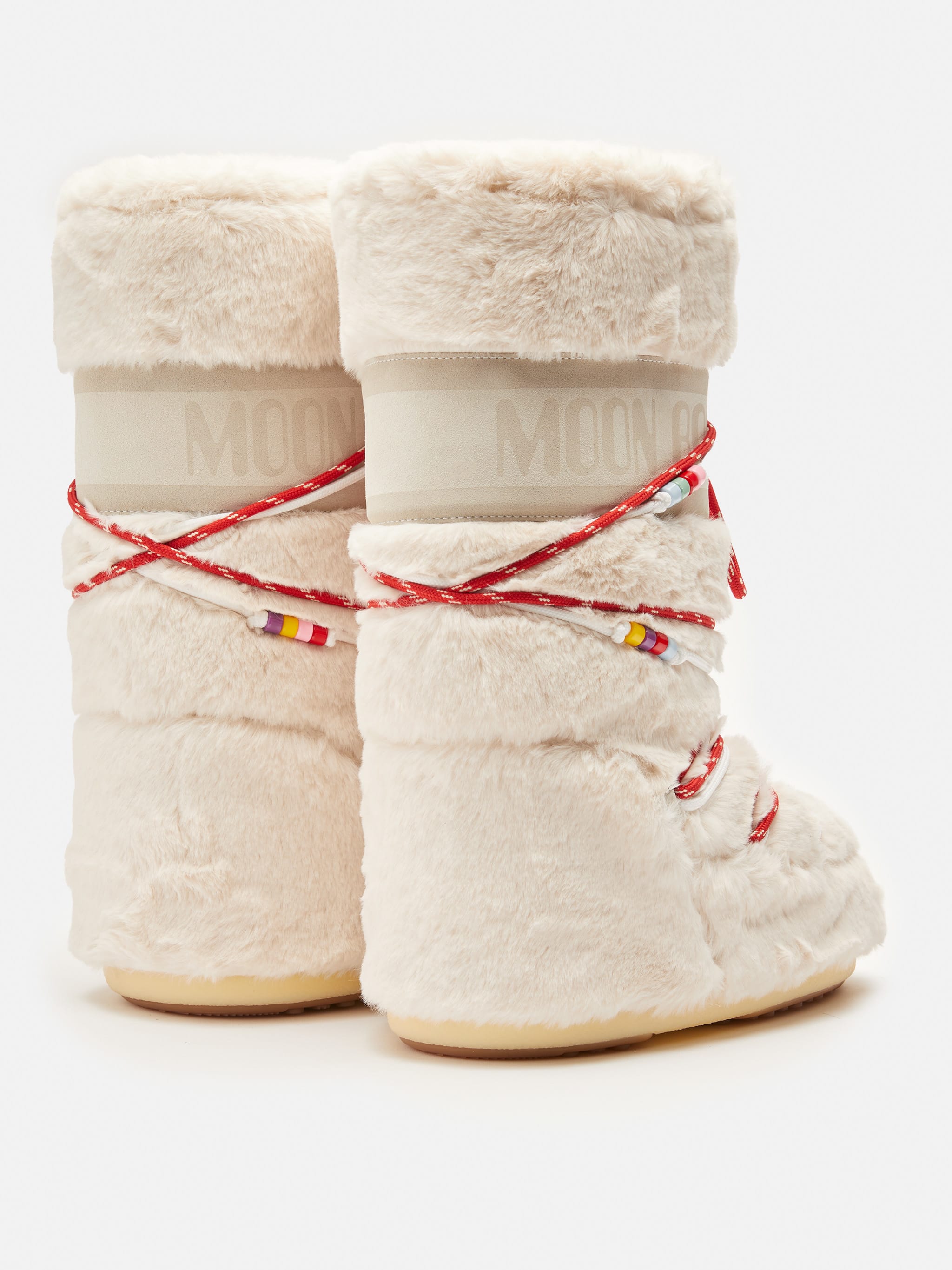 ICON CREAM FAUX-FUR BEADS BOOTS