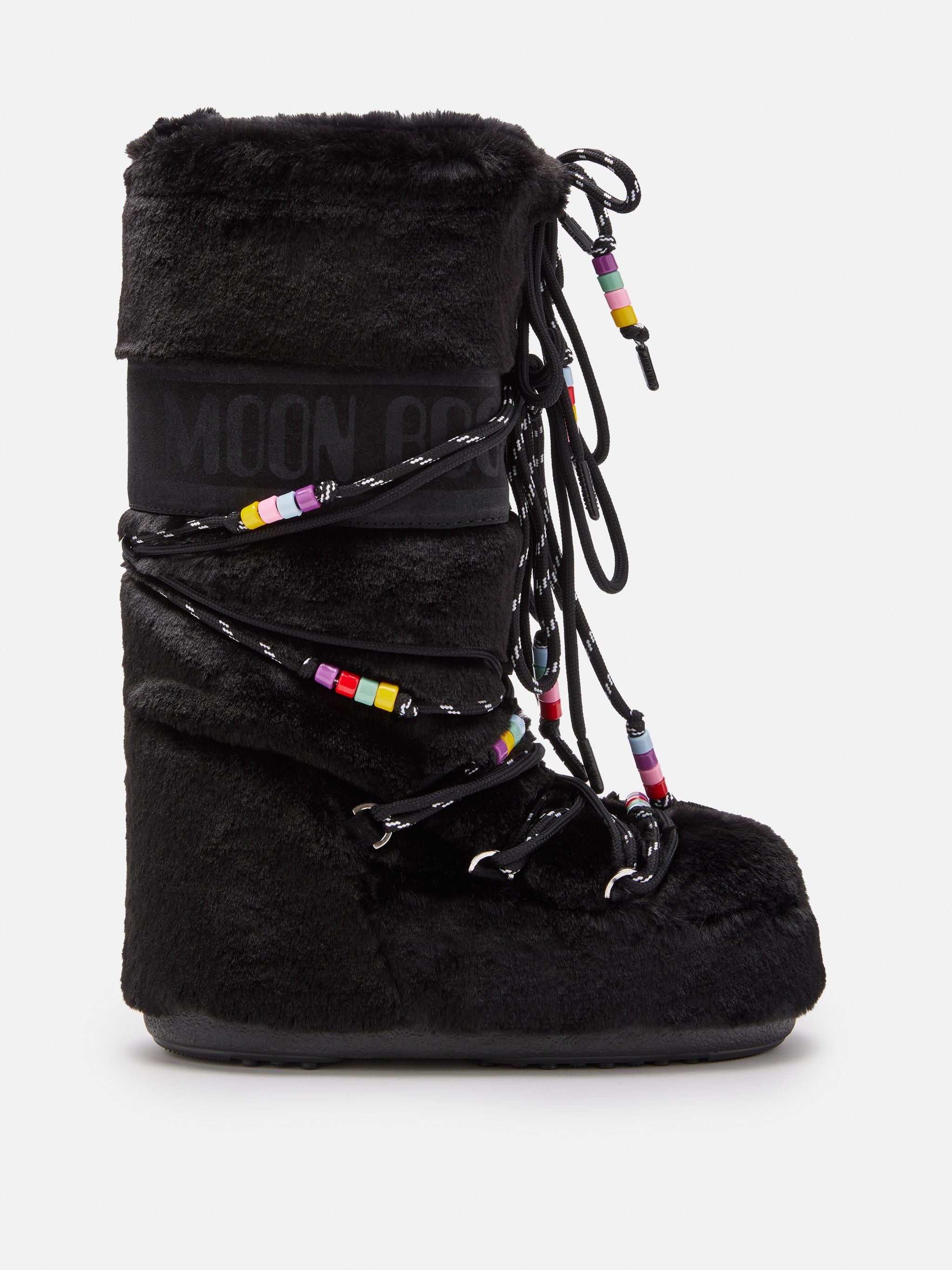 BOTTES ICON EN FAUSSE FOURRURE AVEC PERLES NOIR image number 0